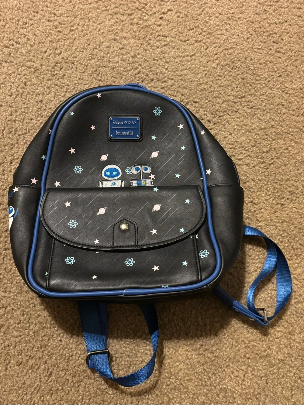 Loungefly Black Mini Backpack with Blue and Pink WALL•E & EVE Embroidery